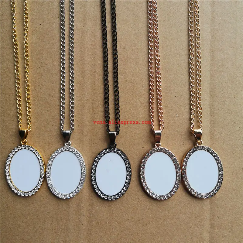 

sublimation blank small oval necklaces pendants fashion women necklace pendant hot tranfer printing consumable 20pieces/lot