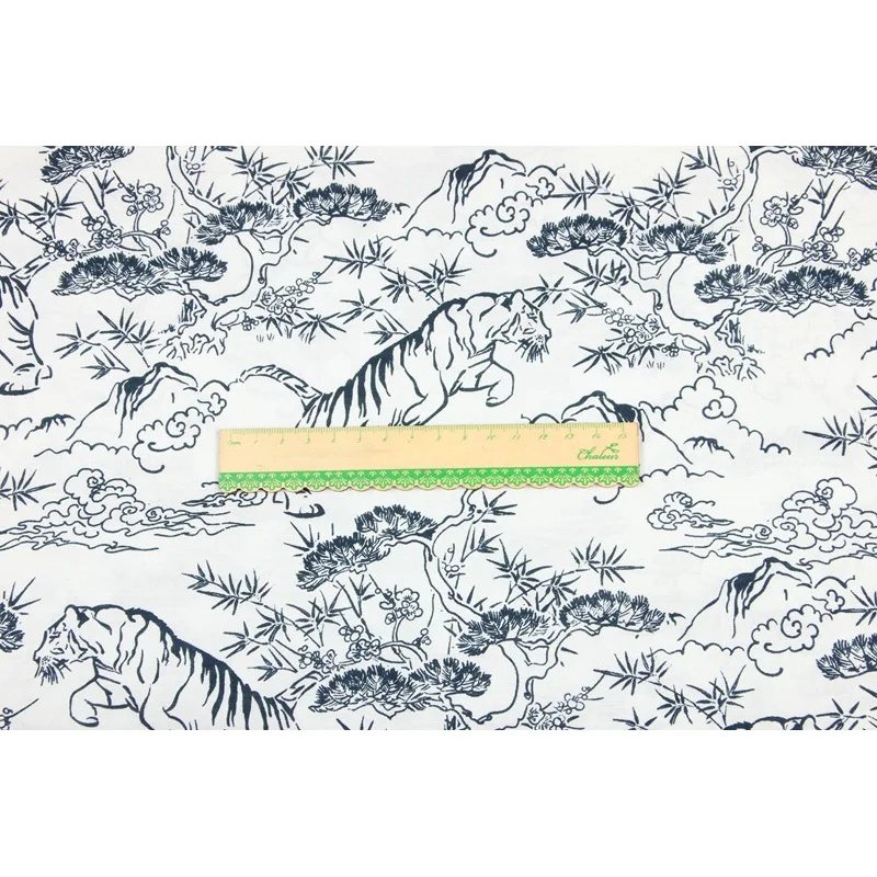 Half Meter 100% Cotton Tiger Print Fabric China Wind Handmade DIY Garment Shirt Tissue CR-1051