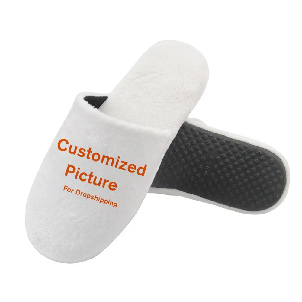 WHEREISART Custom Your Image Men's Winter Home Slippers Fashion Bedroom Indoor Shoes Couple 3D Printed Wholdesale Dropshipping