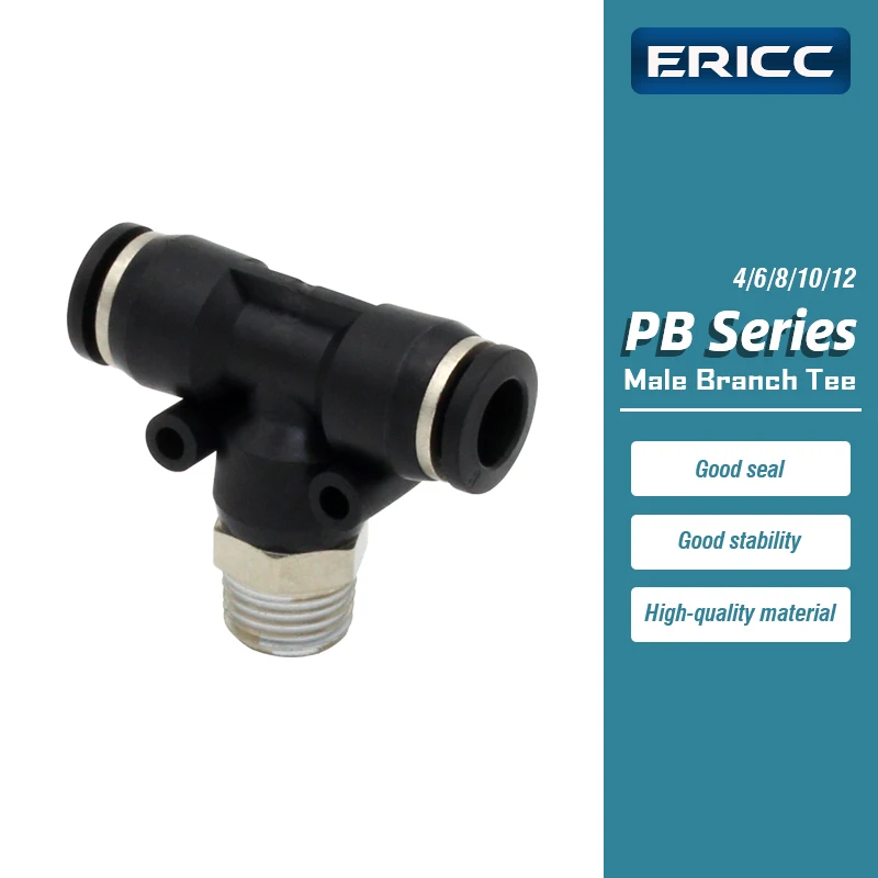 10 pcs/lot PB Series Male Branch Tee quick-acting air pipe cylinder solenoid valve PB6-01/8-02/10-03 PB8-01