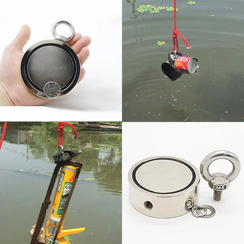 120KGX2 Two Sided Pull Force  Fishing Salvage Magnets  N52 Magnet Set 10M ROPE Outdoor Sports Xmas New Year Gift Teenager Boys