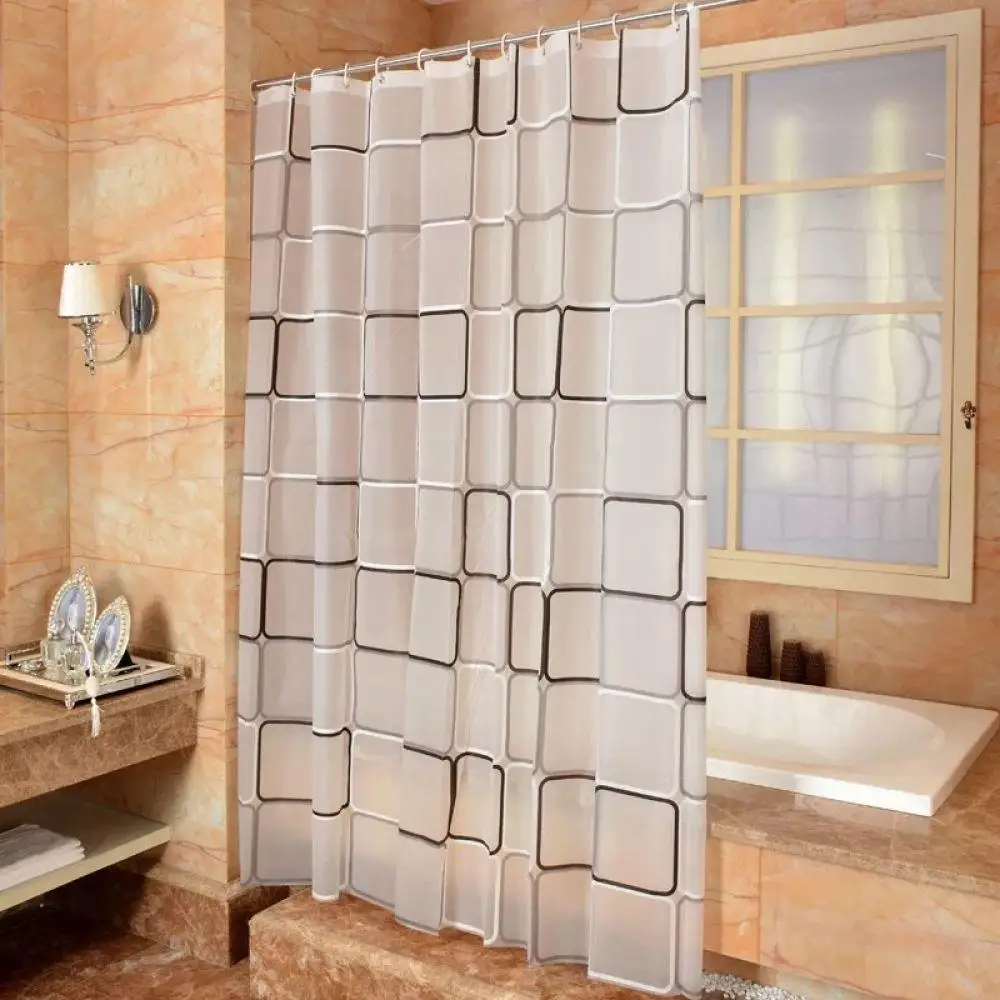 The bathroom shower curtain checkered PEVA Environmental toilet door curtain Shower curtains Waterproof and mould thickening 10