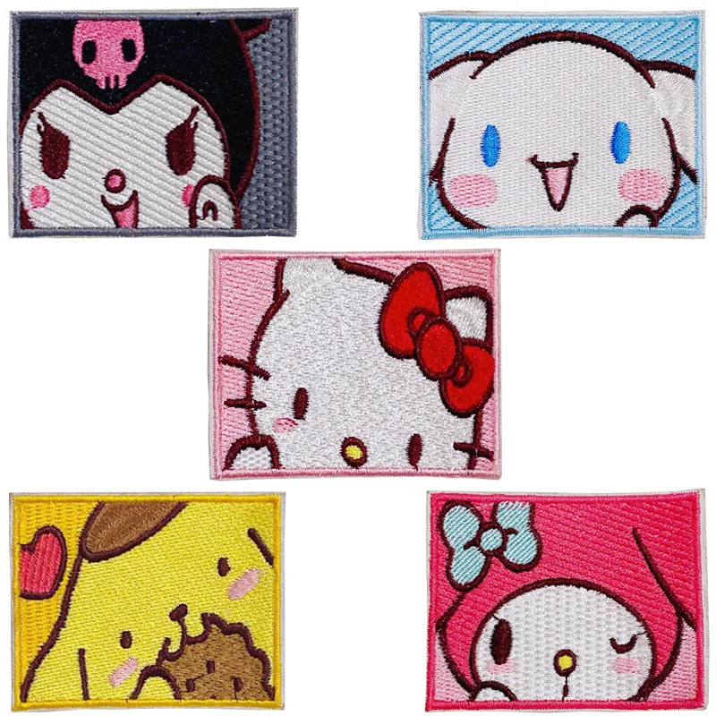 Diy Sanrio Kitty My Melody Cinnamoroll Cute Patches Set T-Shirt Applique Heat Transfer Unicorn Patch Stickers Thermal Press