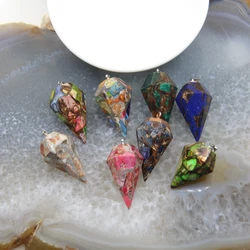 1pcs Natural Emperor Stone Taper Shape Pendant,Sea Sediment Imperial Jaspers Stick Points Pendulum Necklace DIY Jewelry Gift