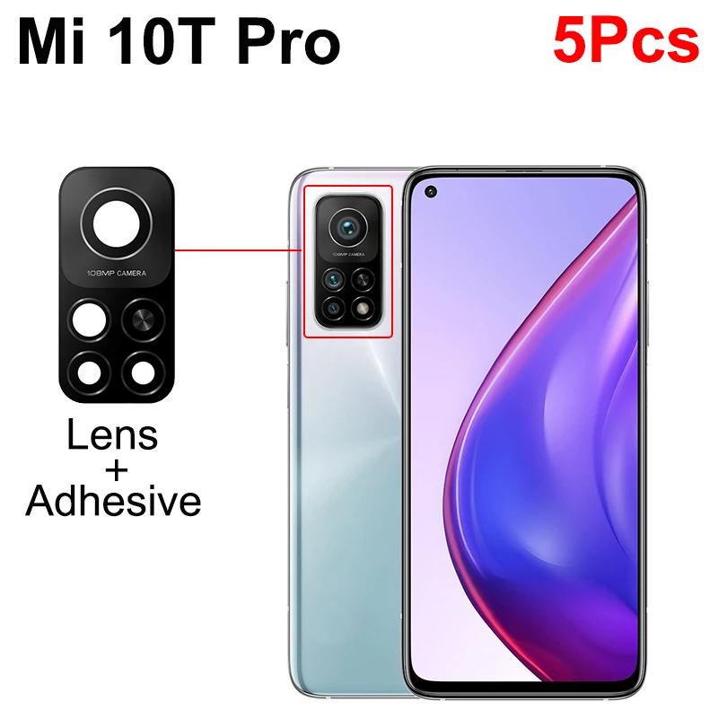 Aocarmo dla Xiaomi Mi 10 10T Pro 10Lite tylny obiektyw aparatu szkło z samoprzylepnymi częściami zamiennymi