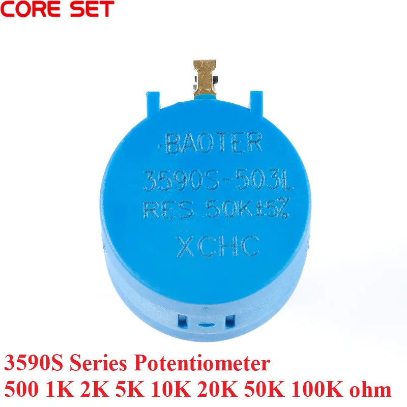 3590S Series Potentiometer 3590 Multiturn Potentiometer 500 1K 2K 5K 10K 20K 50K 100K ohm Potentiometer Adjustable Resistor 3590