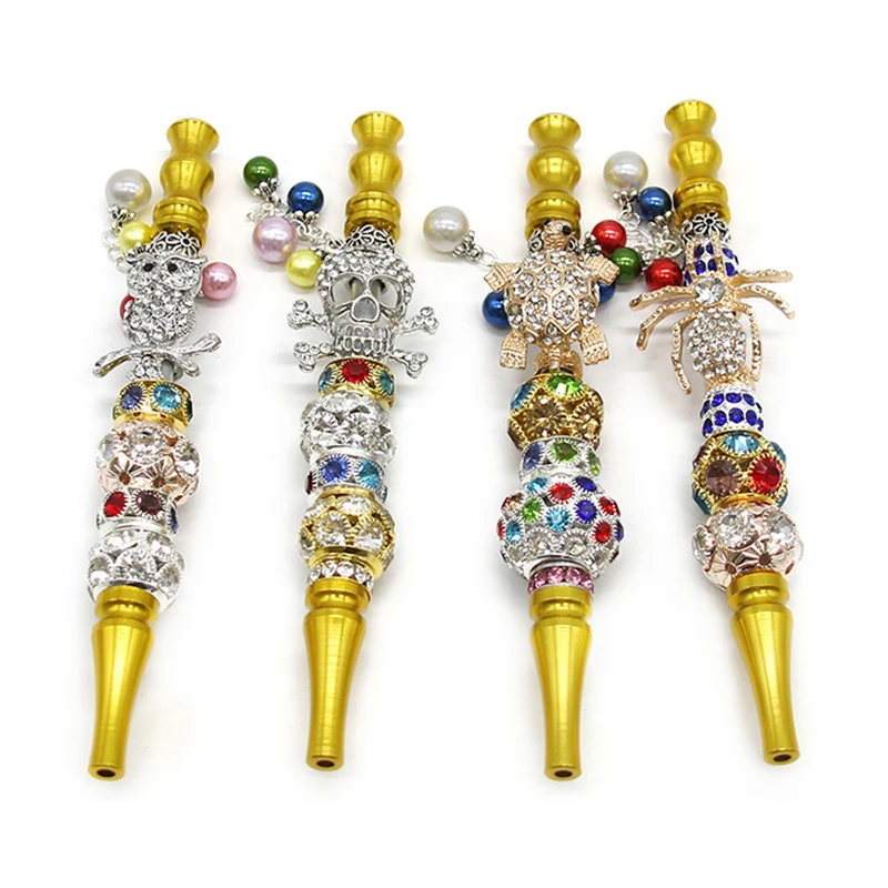 155MM Plus Size Animal Inlaid Jewelry Hookah Metal Shisha Mouth Tips Sheesha Chicha Narguile Hose Wholesale Available