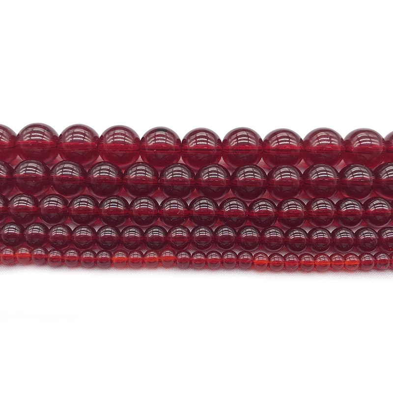 Dark Red Glass Smooth Loose Beads Garnet DIY Beads 15\