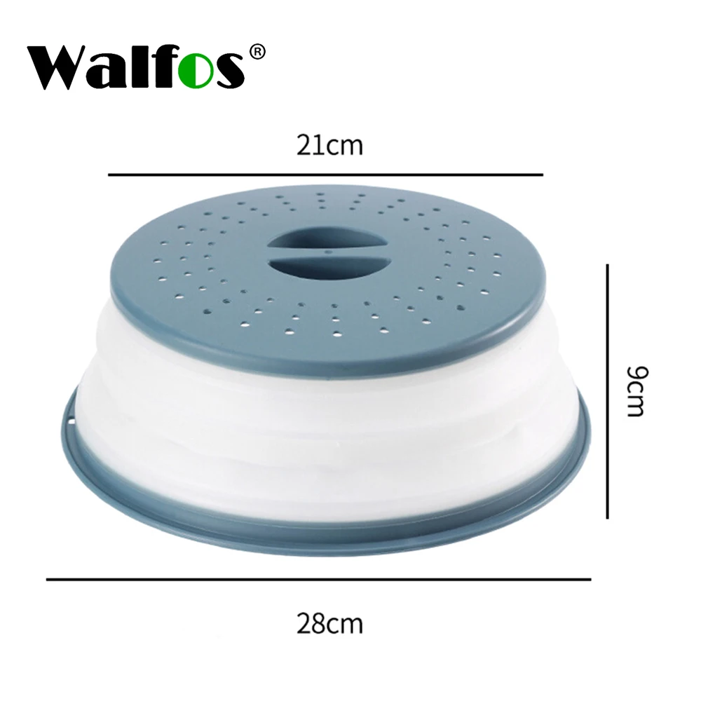 Walfos Microwave Splash-Proof Cover Collapsible Food Cover Hollow-Out Drain Basket with Handle Essential Tools