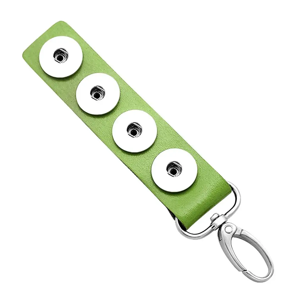 PJ8002 Hot sale new 4 buttons Hangable 10 colors leather snap Keychains fit DIY 18MM snap buttons snap jewelry wholesale
