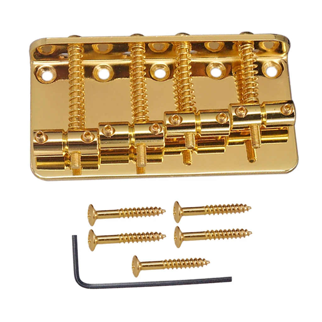 Golden 4 String Bass Bridge for Electric Bass Replacement Accessory