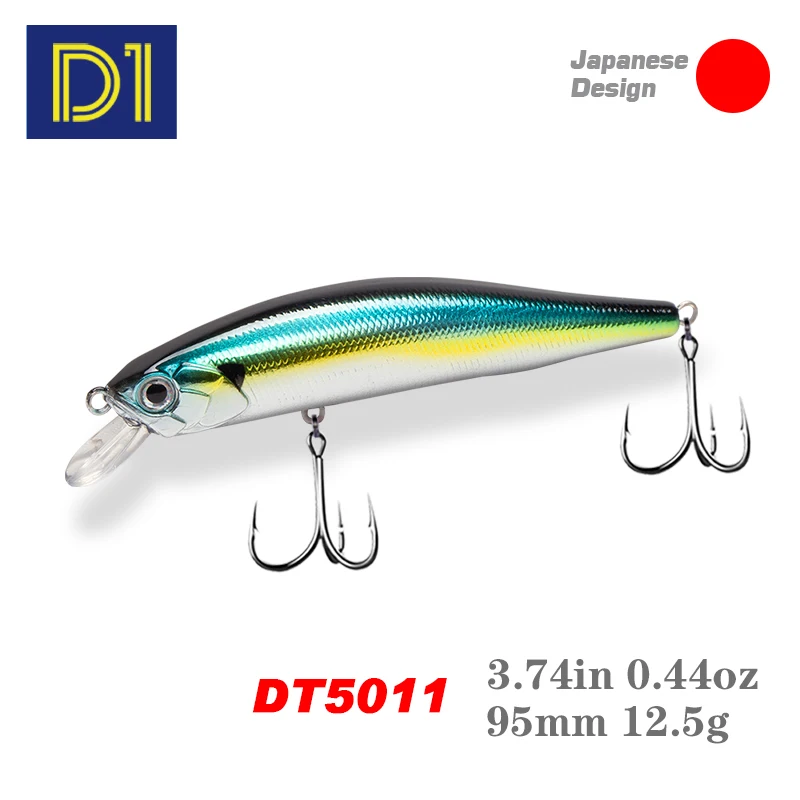 D1 Minnow Fishing Lure 95mm 12.5g Floating Artificial Wobblers Hard Bait for Bass Trout 2020 Jerkbait Fishing Tackle DT5011