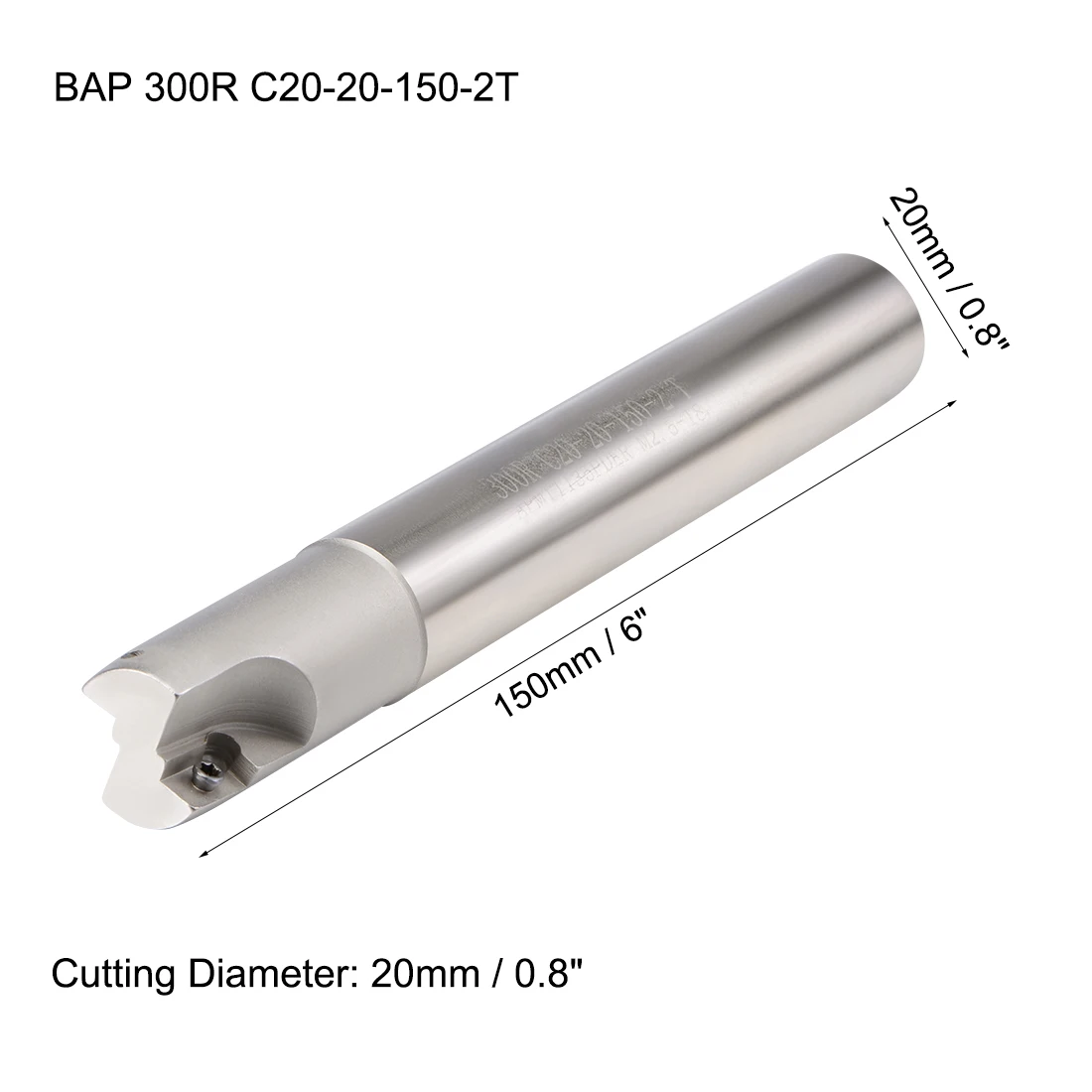 Uxcell 0.8 "x 6" نهاية المطاحن القابلة للفهرسة 2 الناي BAP300R R0.8 لإدراج APMT1135