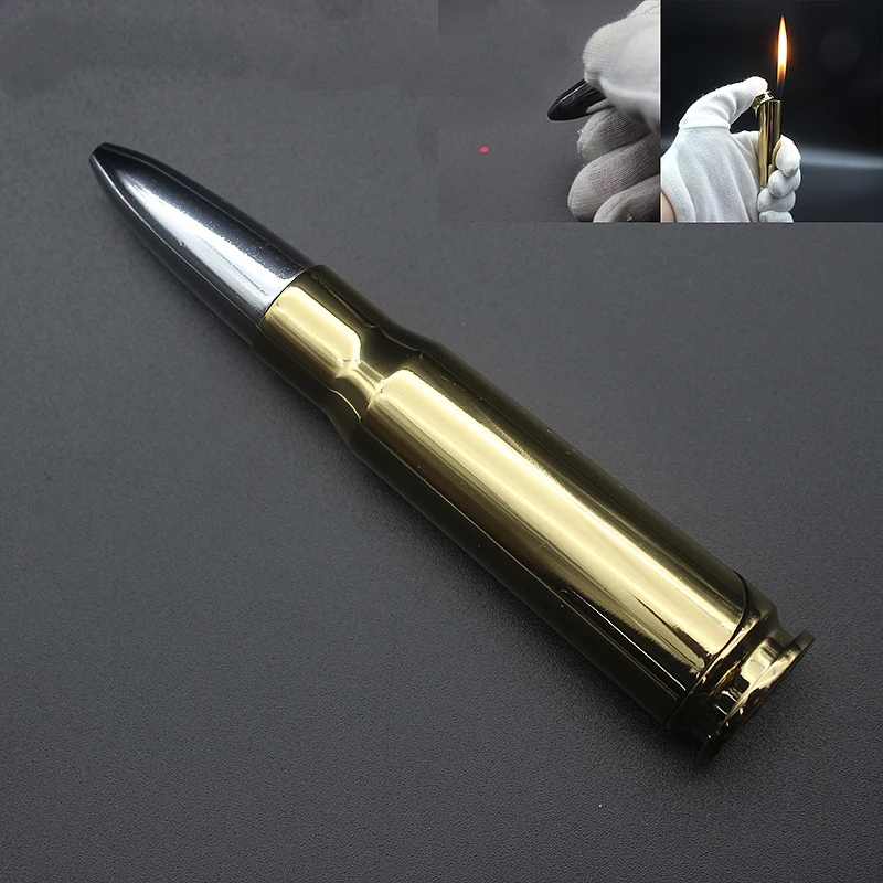 New Infrared Laser Open Flame Multifunctional Lighter Bullet Bullet Inflatable Windproof Lighter Military Creative Model Gift