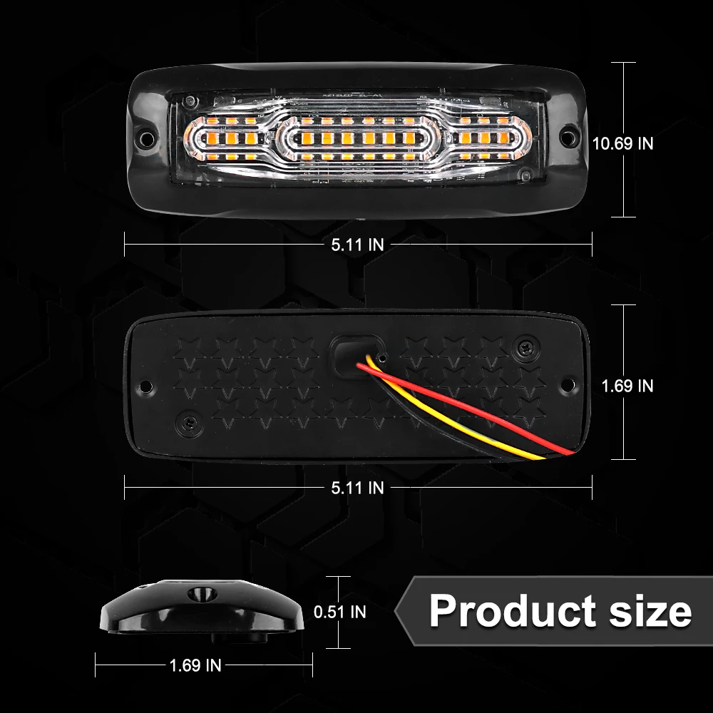 12LED Car Strobe Warning Light Grill Flashing Truck Trailer Beacon Lamp LED Side Signal Breakdown Emergency Lights