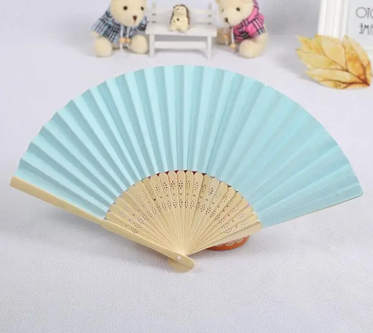 

Dhl Shipping 450 Pcs / Lot 21 Cm Wedding 8 Color Paper Hand Fan Wedding Party Party Decoration Promotion Favor Wholesale