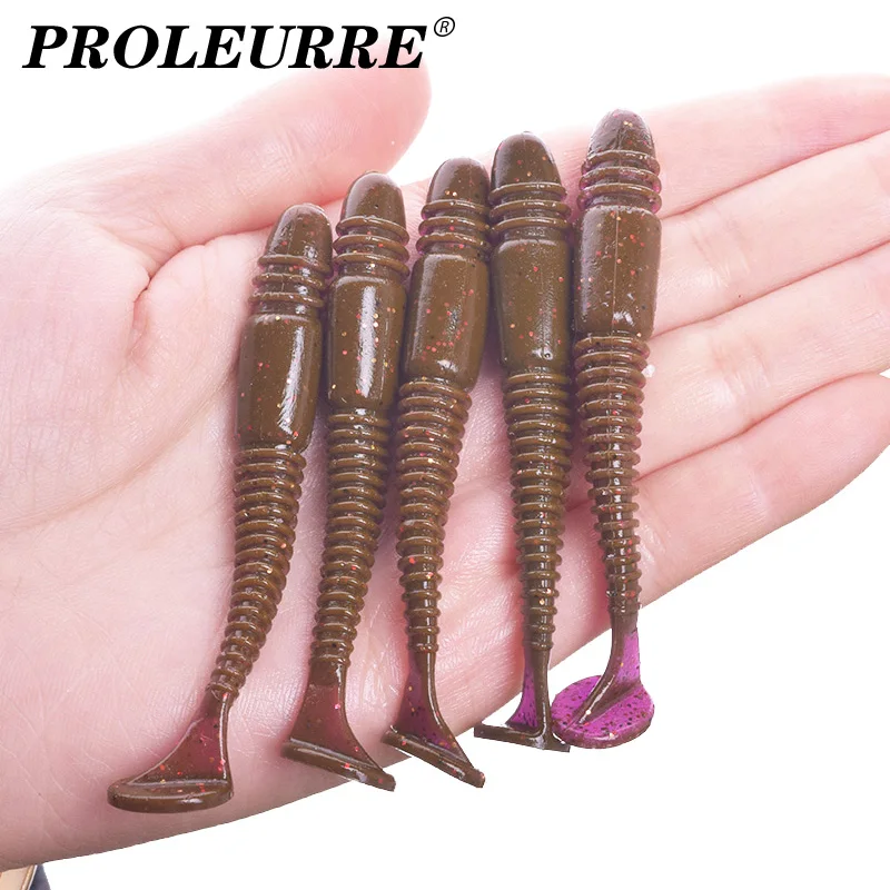 10pcs/Lot Fishing Worm Soft Baits 7.5cm 3.2g Shad Shrimp Smell Silicone With Salt Lures Impact Swing Tail Wobblers Swimbaits