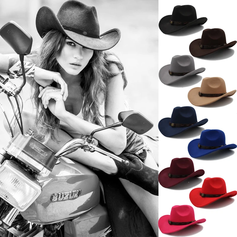 

3 Sizes Parent-child Men Women Kids Western Cowboy Hats Wide Brim Panama Sunhats Fedora Caps Trilby Jazz Sombrero Travel Party