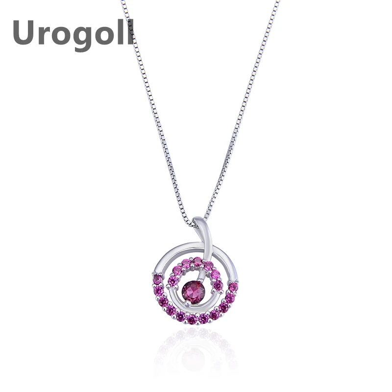 

Fashion Women Pure 925 Sterling Silver Necklace Rose Gold Round Zircon Pendant Necklaces Chain Jewelry Accessory For Dress Up