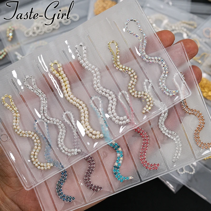 1 Pack Mixed Style Gold Silver Metal 3d Nail Art Decorations Rhinestones Claw Chain Alloy Manicure Nails Accessories New Arrive