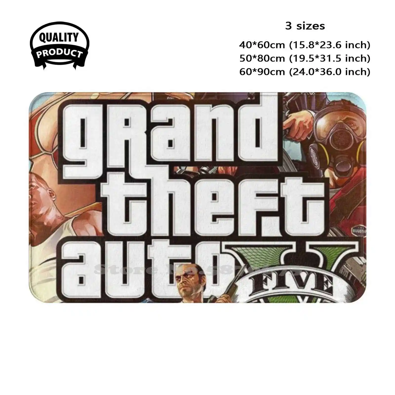 V-Portrait Soft Cushion Home Carpet Door Mat Car Rug Kids Custom 5 San Andreas Vice City Grand Theft Auto Online Game Cool