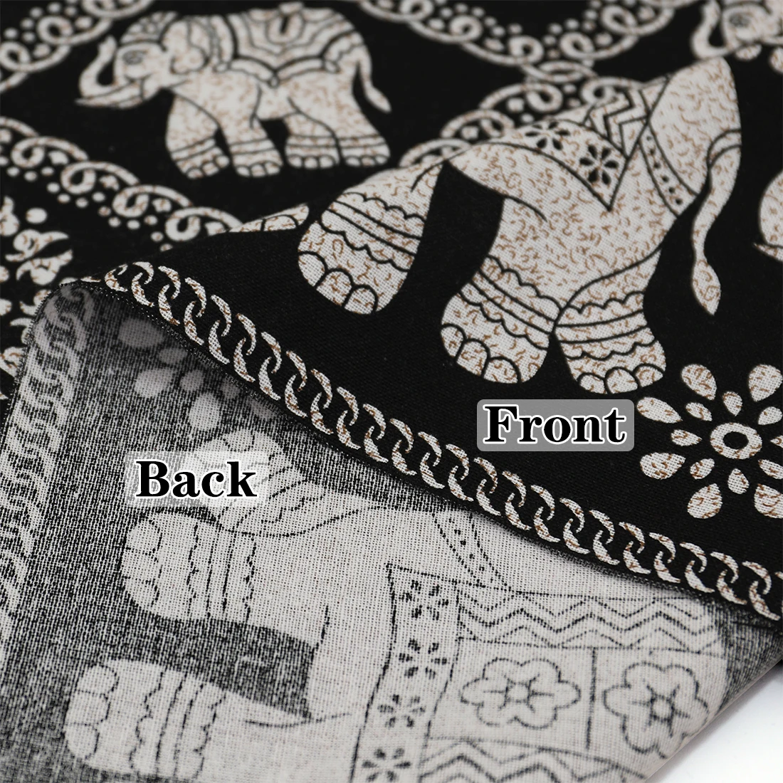 Ethnic Cotton Printed Elephant Fabric For Sewing Clothes Dress Tablecloth DIY Vintage Decoration 145cmX60cm