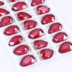 13x18mm Red Crystals Stone K9 Glass Mocha Rhinestones Tear Drop Pointback Glue On Rhinestones Art Crafts DIY Strass