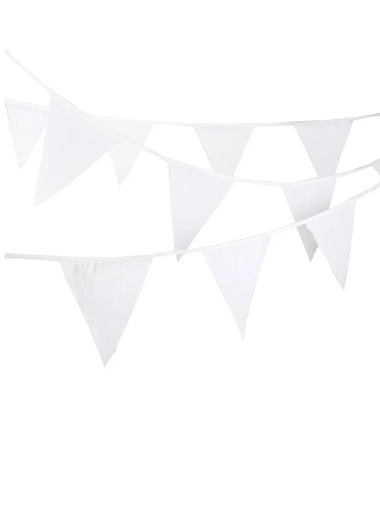 24 Voeten 20 Vlaggen Hoge Kwaliteit Volledige Witte Garland Wimpel Bunting Bruiloft Decoratie Stof Banners Bruiloft Bruids Decoratio - afbeelding 1