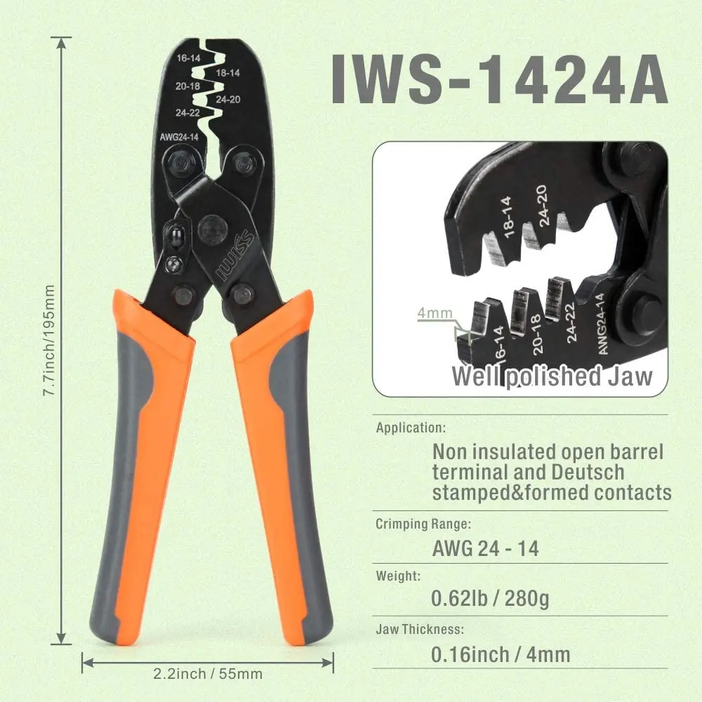 Imagem -02 - Iwiss-não Isolados Open Barrel Terminal Crimp Tool Conector Selado Alicate de Crimpagem Ferramenta de Mão Weather Pack Iws1424a 1424b