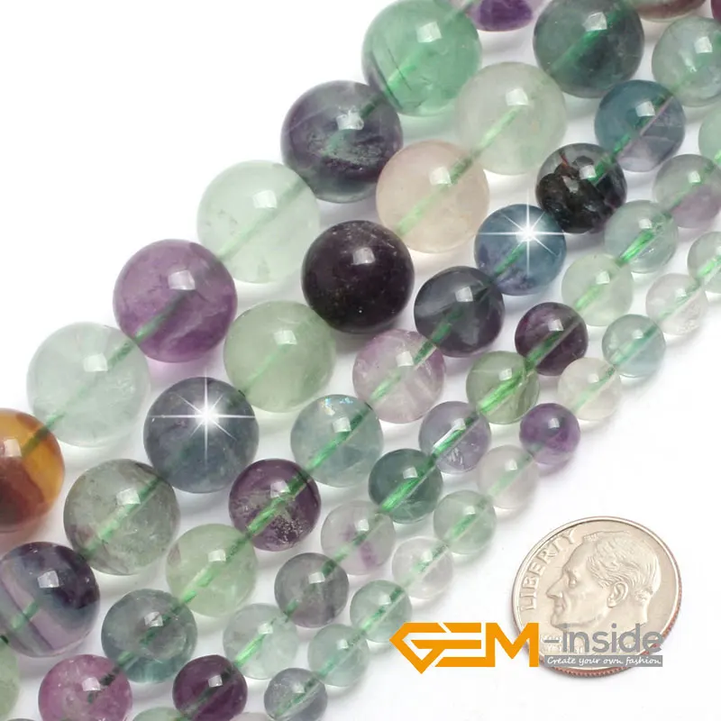 Natural Gem Stones Fluorite Round Loose Beads For Jewelry Making Strand 15 Inches 4mm 6mm 8mm 10mm 12mm Selectable