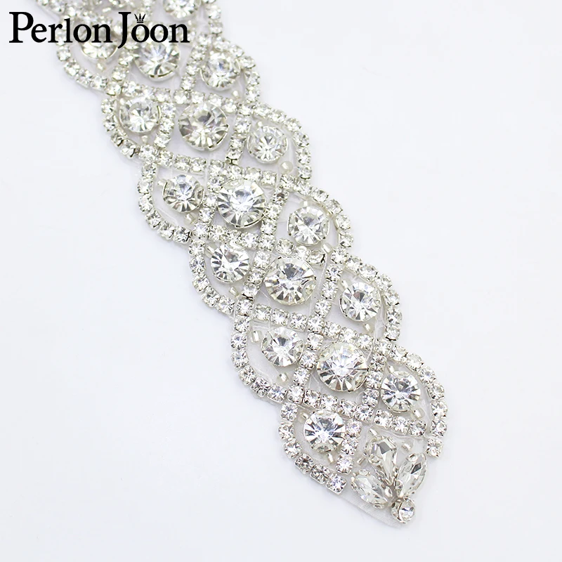 1PC DIY Handmade bridal belt Rhinestone Applique and trim Sewn or ironed for wedding dress decoration Crystal belt WH030