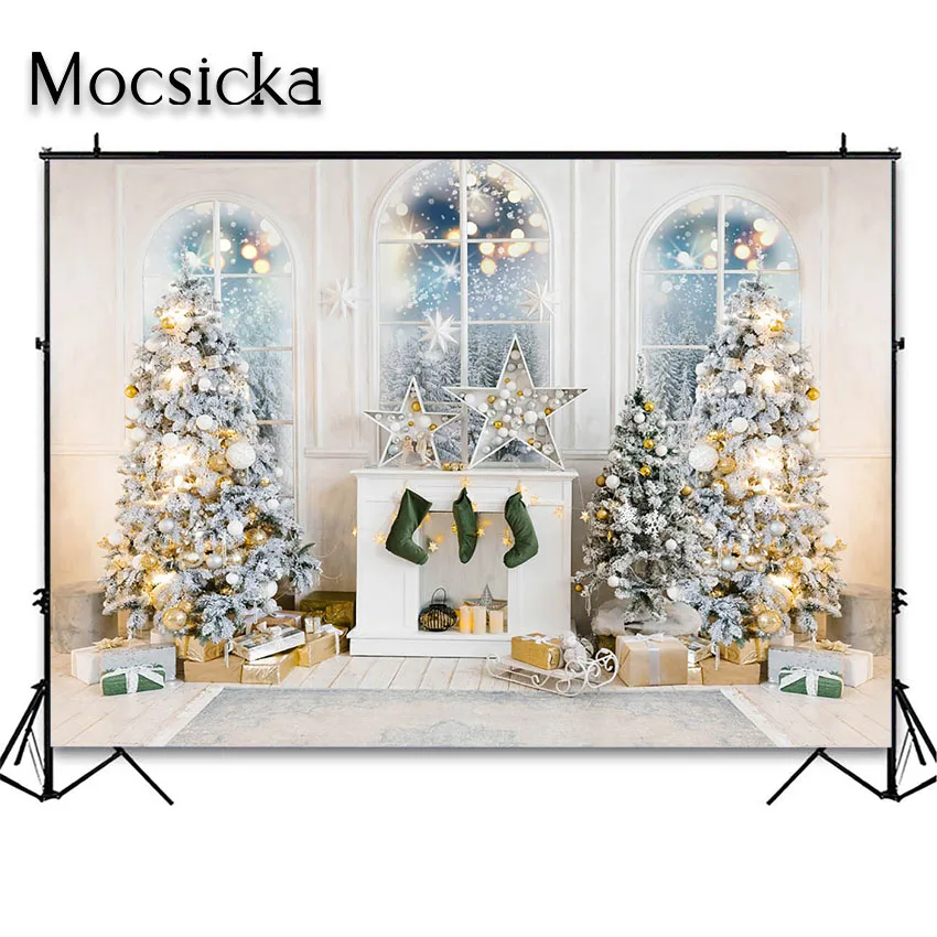 Mocsicka White Fireplace Indoor Backdrops for Photo Studio Christmas Photography Background for Photoshoot Phootcall