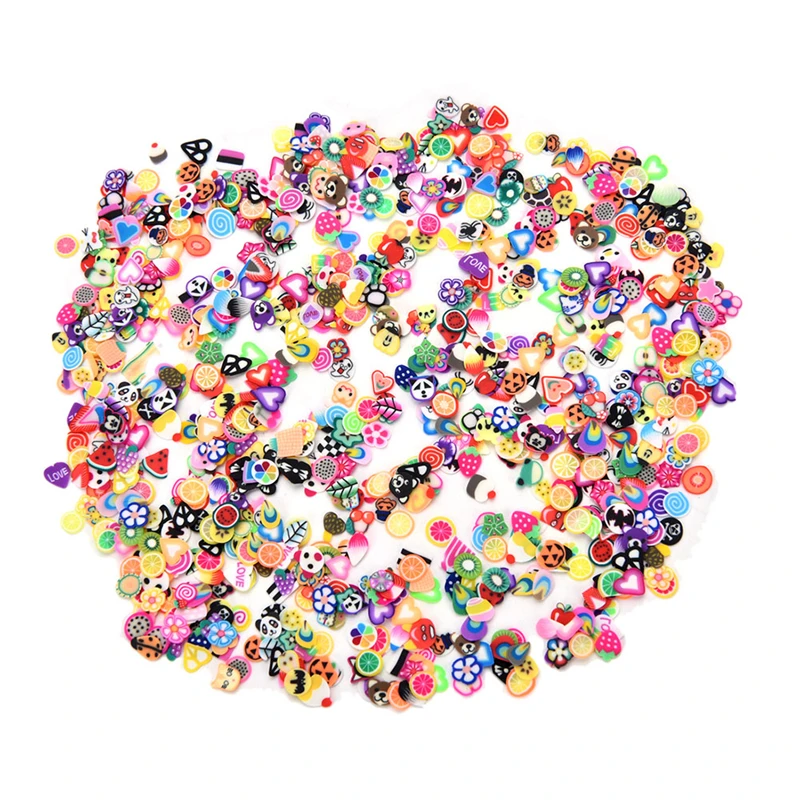 1000pcs/bag Nail Art 3d Fruit Mix Designs Tiny  Slices Polymer Clay DIY Beauty Nail Stickers Decorations