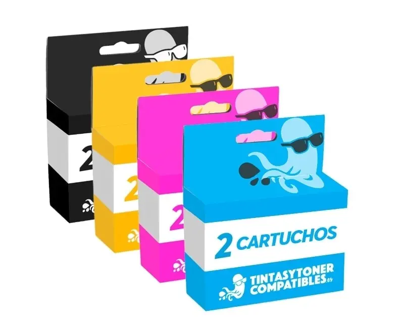 Pack 8 x Cartucho de Tinta Genérico Compatible con Epson T0551, T0552, T0553, T0554 Compatible - Non Oem - Cartucho Impresoras Epson Stylus Photo R240, R245, RX420, RX425, RX520 - Consumible Impresora - Calidad Premium