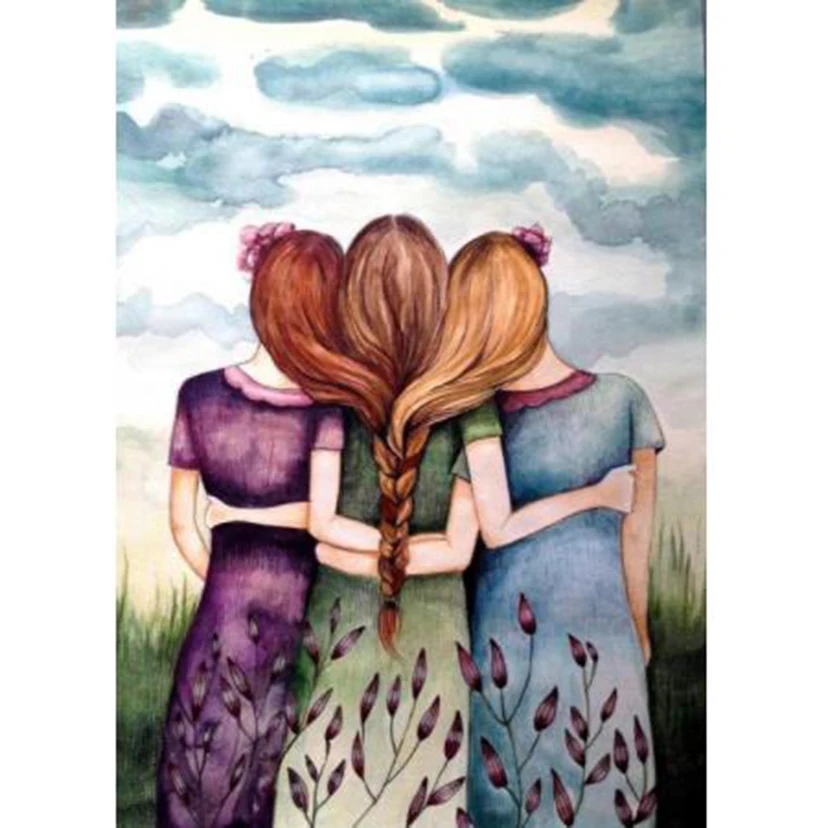 DIY Diamond Painting Friendship Sisters Mosaic Diamond Embroidered Cross Stitch Cartoon Pattern Home Decoration Art Gift FH883