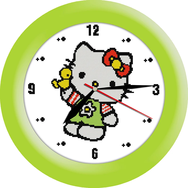 Happy accompanying cross stitch kit 14ct 11ct count print canvas wall clock stitching embroidery DIY handmade needlework