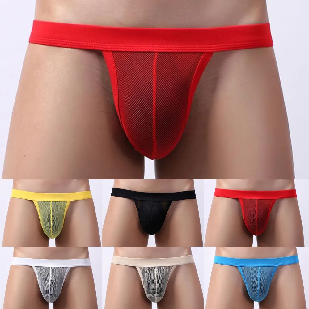 Man Briefs Breathable Comfy Bikini Ultra-thin Bulge Pouch Open Crotch Underwear Men\'s Ice Silk Underwear Men\'s Briefs Low Waist