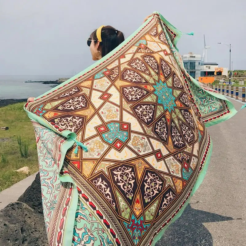 2018 nuevo 90x180cm sarga de algodón Pareo playa encubrimientos mujeres Vestido de playa grande Bikini traje de baño cubrir Sarong bufanda envolvente