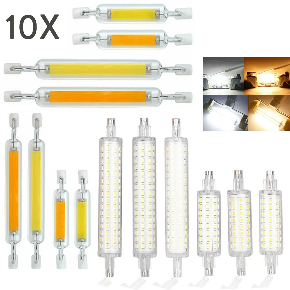 

10X R7s светодиодный J78 J118 7W 12W 15W 20W COB SMD 2835 светодиодсветодиодный лампы-кукурузы керамическая стеклянная трубка сменная ампула 100w галогенная лампа