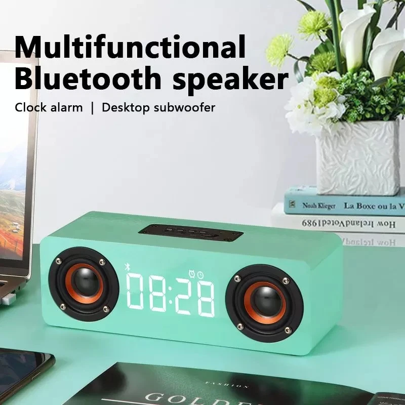 Mini Wooden LED Portable Subwoofer Bluetooth Speaker Super Bass Column 3D Stereo Music Center Hig Power Soundbar With TF AUX FM