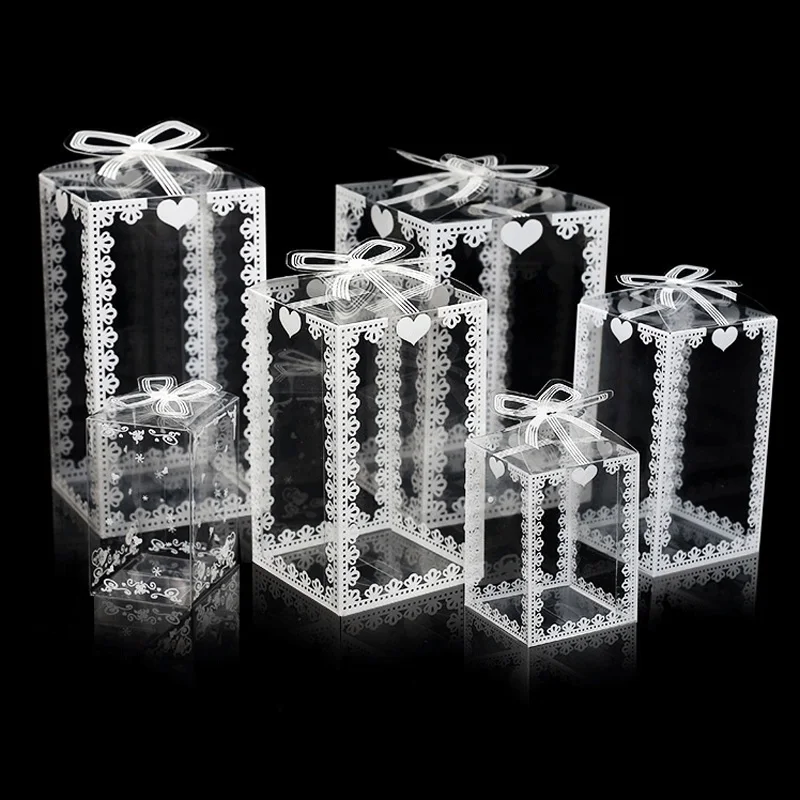 

200Pcs/Lot Clear PVC Box Party Plastic Packaging Present Flower Gift Box Birthday Baby Shower Favor Transparent Boxes