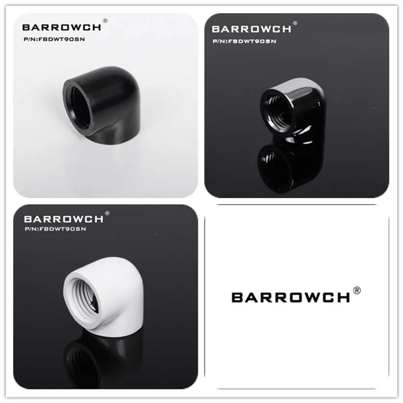 Barrowch PC water cooling Fittings tube connector hard pipe G1/4 90 degree Adapter (Female to Felame),water cooler FBDWT90SN