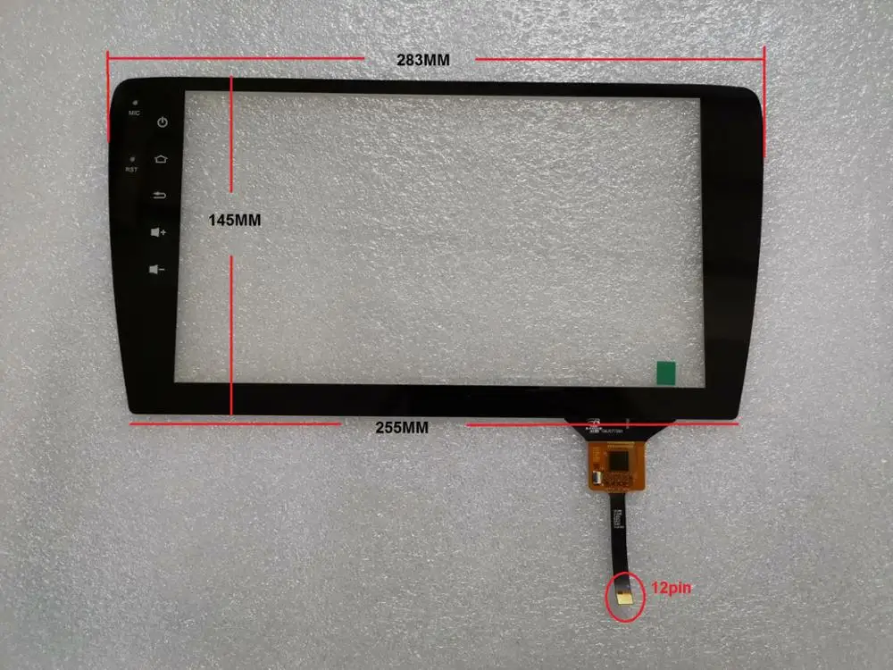 New 10.2 inch capacitance touch screen 283 mm * 145 mm 12 pins for car dvd GPS On-board navigation touch screen