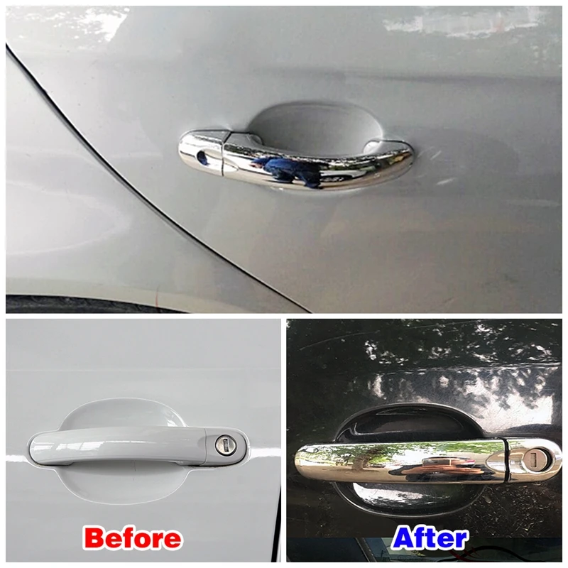 For VW Golf 5 MK5 V Rabbit Car Exterior Door Handles Covers Overlays Protection Catch Cap Sticker Chrome/Carbon Fiber Style