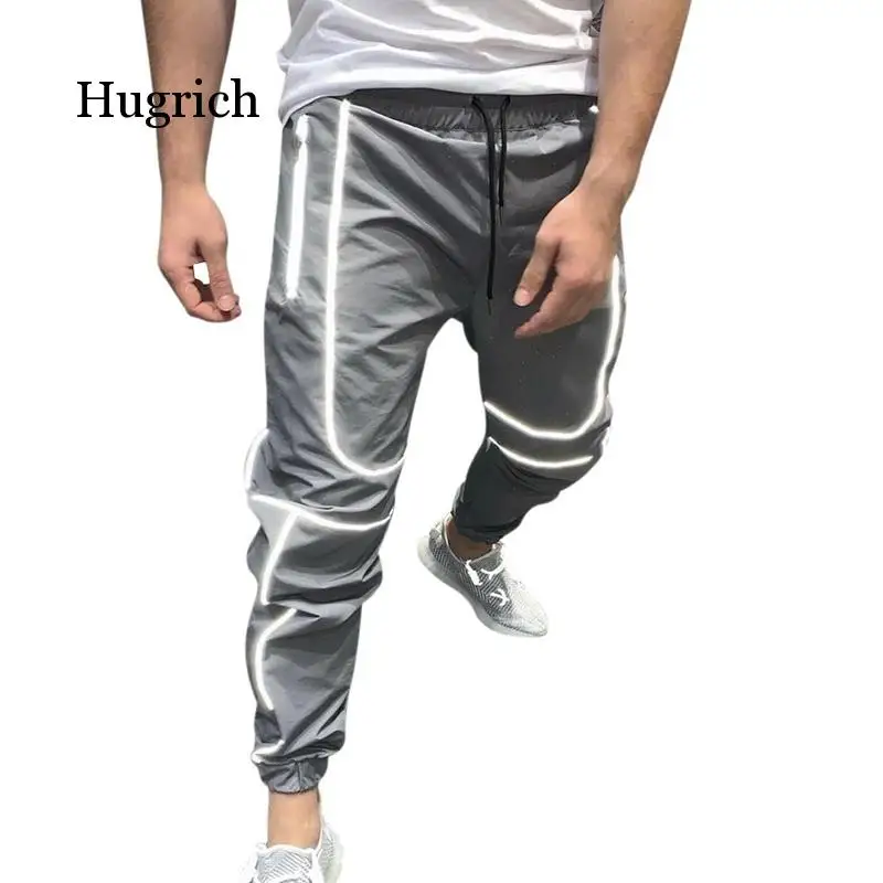 Men Sport Reflective Pants Jogger Night Running Pants Training Gym Fitness Men Pencil Joggers Long Slim Pants Jogging Sportswear