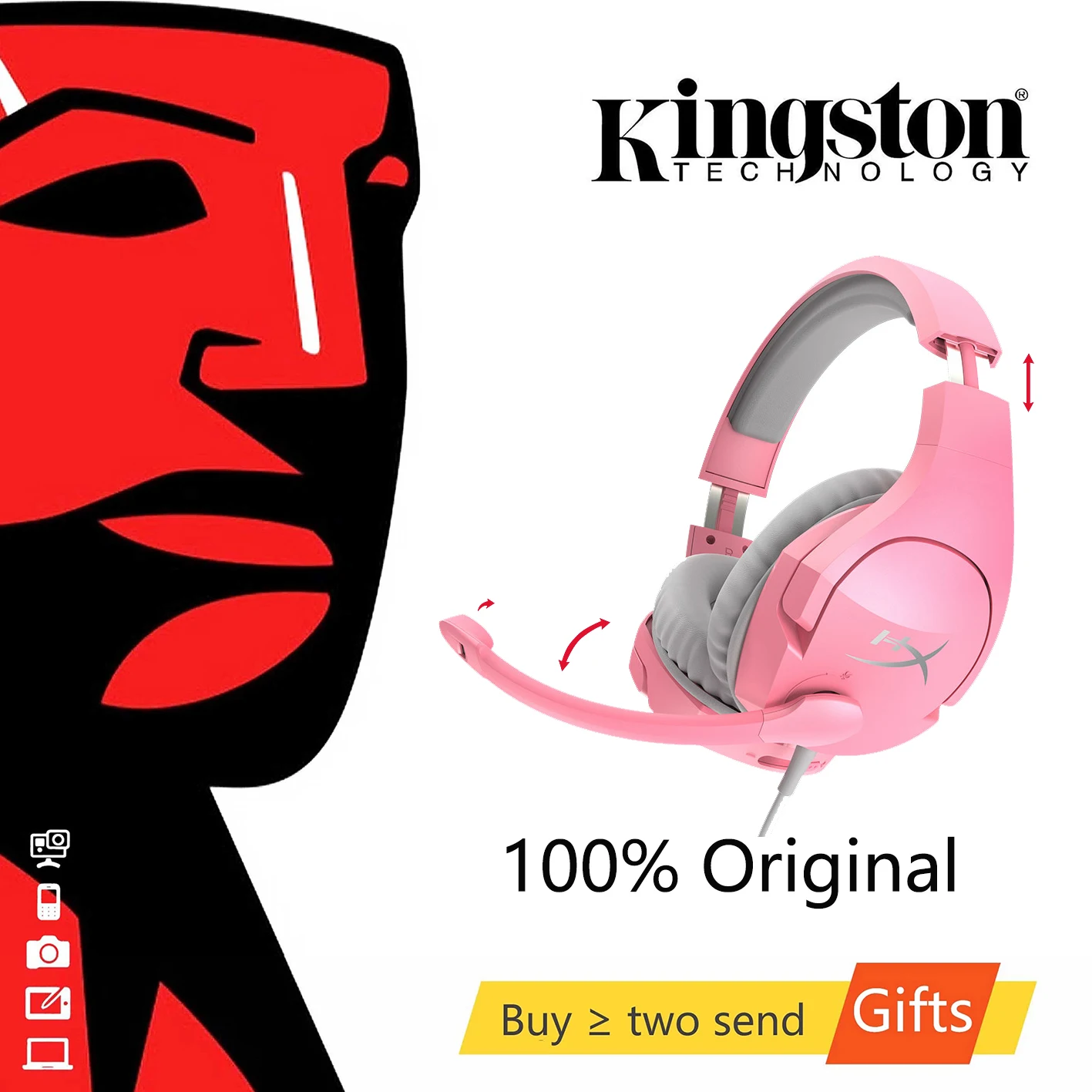 

New Kingston HyperX Cloud Stinger Lucky Pink girl E-sports headphones Gaming Headset with Microphone Mic For PC PS4 Xbox Mobile