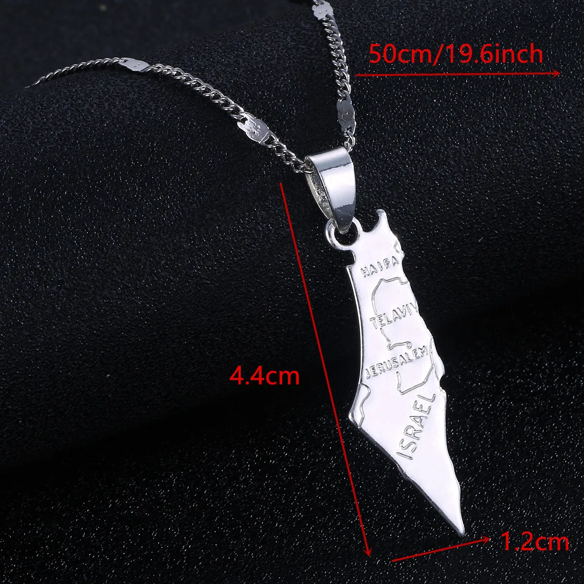 Silver Color Israel Map Pendant Necklaces Women Men Map of Israel Chain Jewelry