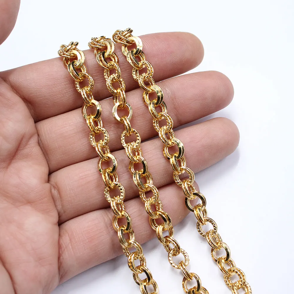 

APDGG 1 Meter Yellow Gold Plated Circle Copper Fashion Bezel Set Chain Paperclip Neck Chain Pearl Necklace Making DIY