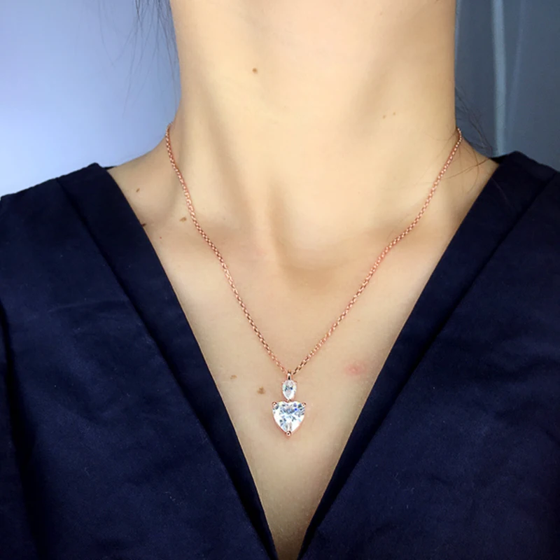 CAOSHI Noble Temperament Pendant Necklace with Yellow Heart Shape Crystal Stone Romantic Gift for Women Engagement Party Jewelry