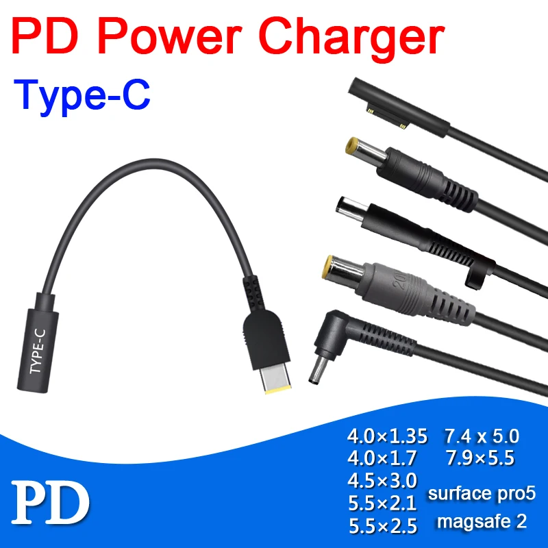 PD Decoy trigger fast charging Converter Adapter CABLE USB TYPE-C TO DC Connector for charging notebook surface magsafe dell HP